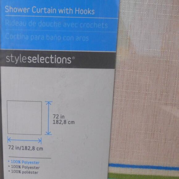 Style Selections Christmas Shower Curtain w/Snowflake Hooks Pink. Blue, Green - Picture 3 of 9